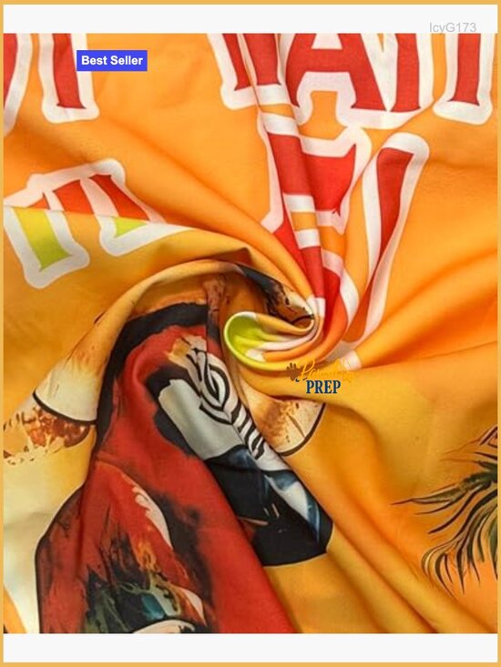 Men's Regular Fit Button Down Shirt Short Sleeve Polyester Tropical Party - Picture 6 of 6